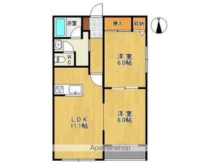 コーポニュータウンⅡ【2A号室】の間取り