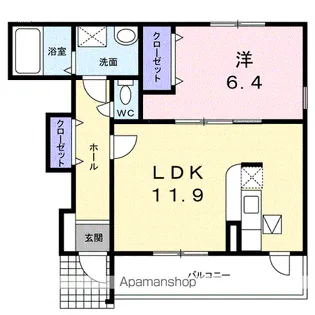 メリディオ静波【1階】の間取り