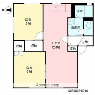 ハイラーク甘木E棟【1階】の間取り