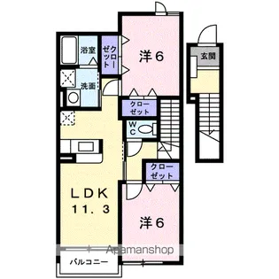 ベル・カーサB【2階】の間取り