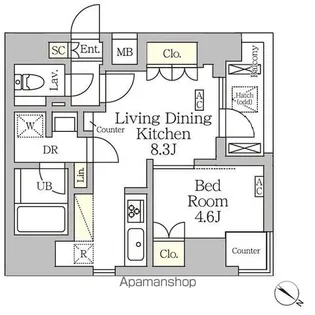 アジールコート松濤【5階】の間取り