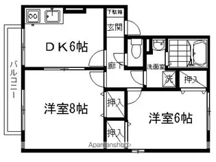 シャン・ド・フルールD・E【2階】の間取り