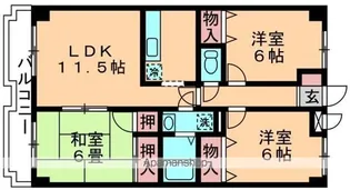 ラフィネ西都賀【4階】の間取り