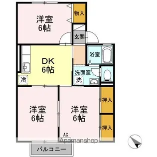 ガーデンヴィレッジ B棟【2階】の間取り
