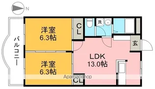 ガーデンハイツ永野Ⅲ A棟【1階】の間取り