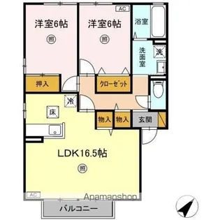 ローズガーデン・レジス ABCD【1階】の間取り