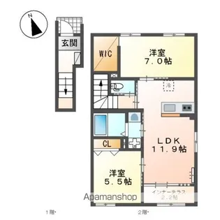 ハレカピリナ新涯【2階】の間取り