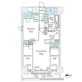 フロンティアレジデンス錦糸公園【4階】の間取り