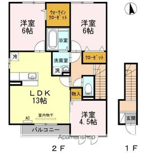 セジュールコートA・B【A201号室】の間取り