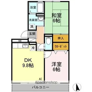 アペックス花ノ宮【1階】の間取り