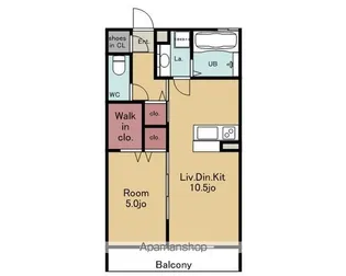 VIA LATTEA ORIENTE【302号室】の間取り