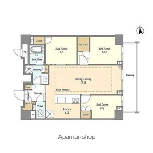 オアーゼ新宿市谷薬王寺【5階】の間取り