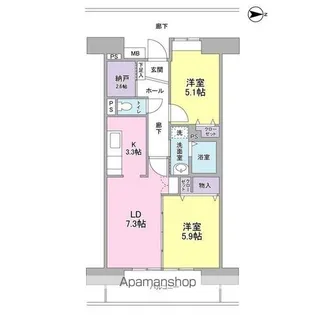 アーバンドエル庄内通【5階】の間取り