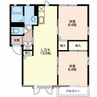 ヴィルヌーブ 清水AB棟【2階】の間取り