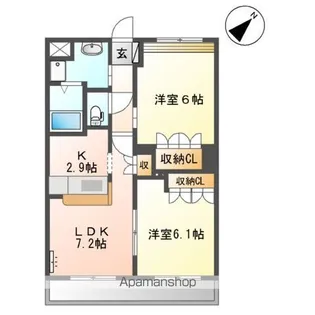 ルミナス・田鶴【2階】の間取り