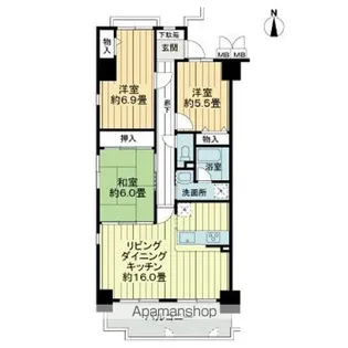 サーパス竹原【4階】の間取り