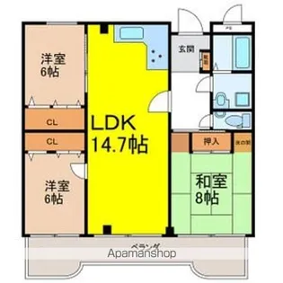 ロイヤル芝原南館【5階】の間取り