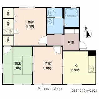 フレグランス宗方 A棟【101号室】の間取り