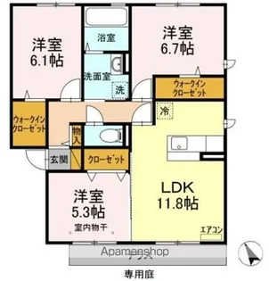 PARK HILLS MIYAKO D【1階】の間取り