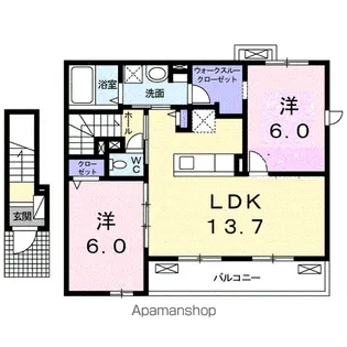 カーサ・プレッソ【2階】の間取り