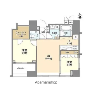 LASANTE麻布十番【12階】の間取り