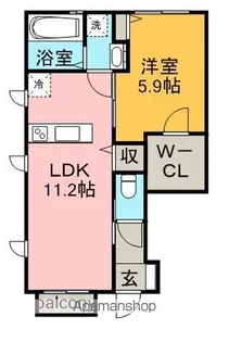 ベルソレイユ春岡【1階】の間取り