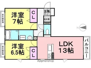 シャーメゾンクレール【207号室】の間取り