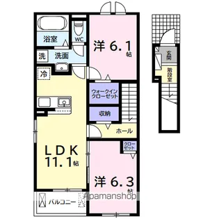 ヴィラ・オアシス【2階】の間取り