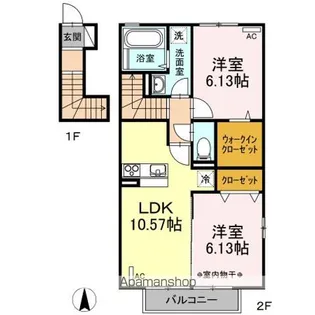 ディアコート富田A【2階】の間取り