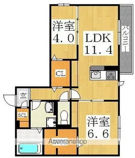コンフォート瓜破Ⅱ(瓜破)【3階】の間取り