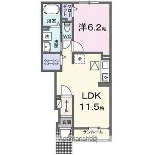 ル・ボヌール三木Ⅷ【1階】の間取り