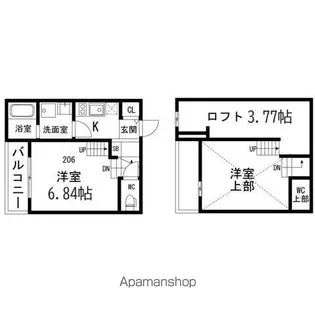 ARCOBALENO【206号室】の間取り