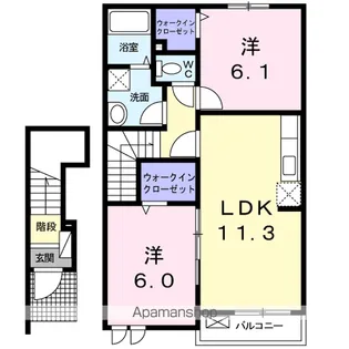サザン・ガーデン「さくら」A【2階】の間取り