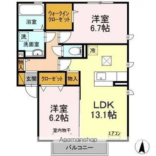 PARK HILLS MIYAKO E【1階】の間取り