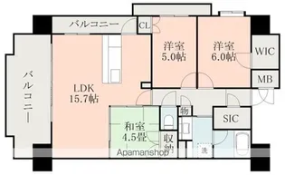 サンパーク熊本駅東テラス【6階】の間取り