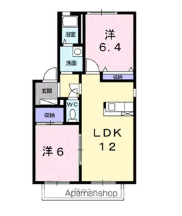 カーサ・レクエルドB【1階】の間取り