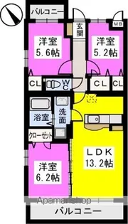 フォンターナ【2-201号室】の間取り