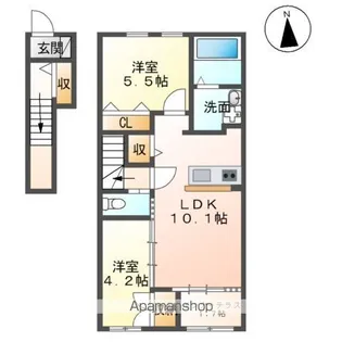 バーブ ドゥ シャ【2階】の間取り
