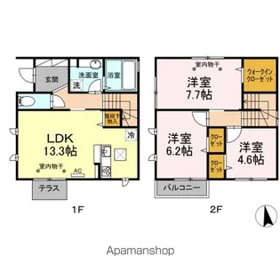 DーROOM宮沢町貸家【1階】の間取り