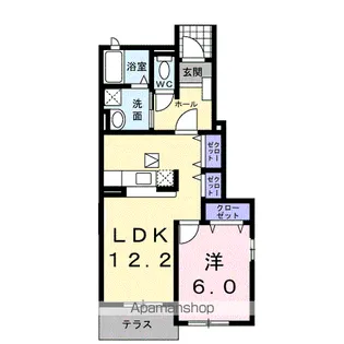 ルーナクレシェンテ【1階】の間取り