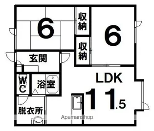 イシダハイツD(芦野)【2階】の間取り