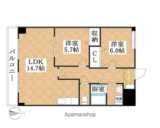 愛知県清須市西枇杷島町古城2丁目【マンション】の間取り