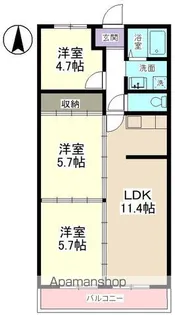 小山サンハイツ1【2D号室】の間取り