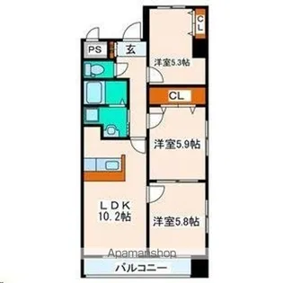 新田東レジデンス五番館【505号室】の間取り