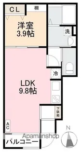 ベルソーレ木太町【105号室】の間取り