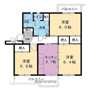 ビレッジハウス井之口3号棟【105号室】の間取り