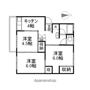 フラット三輪(本城マンションB)【202号室】の間取り