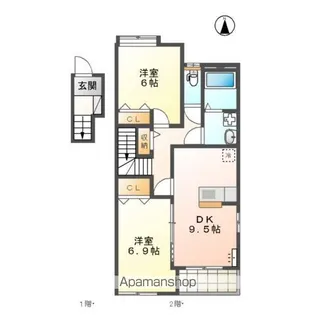 STAR TERRACE島町【201号室】の間取り
