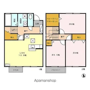 長野県松本市大字惣社【テラスハウス】の間取り