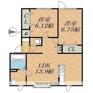 ユトリロ鳳乃舞A【1階】の間取り